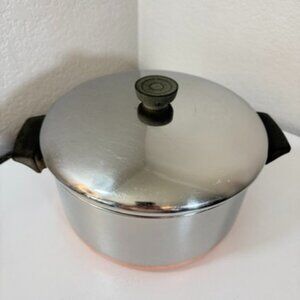 VTG Revere Ware 4 -1/2 Qt -81 Stockpot Copper Clad Bottom Stainless w/ Lid READ
